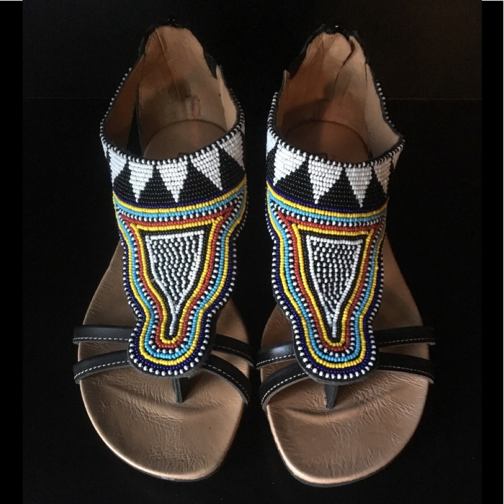 Pikolinos leather beaded Maasai sandals - Picture 4 of 9